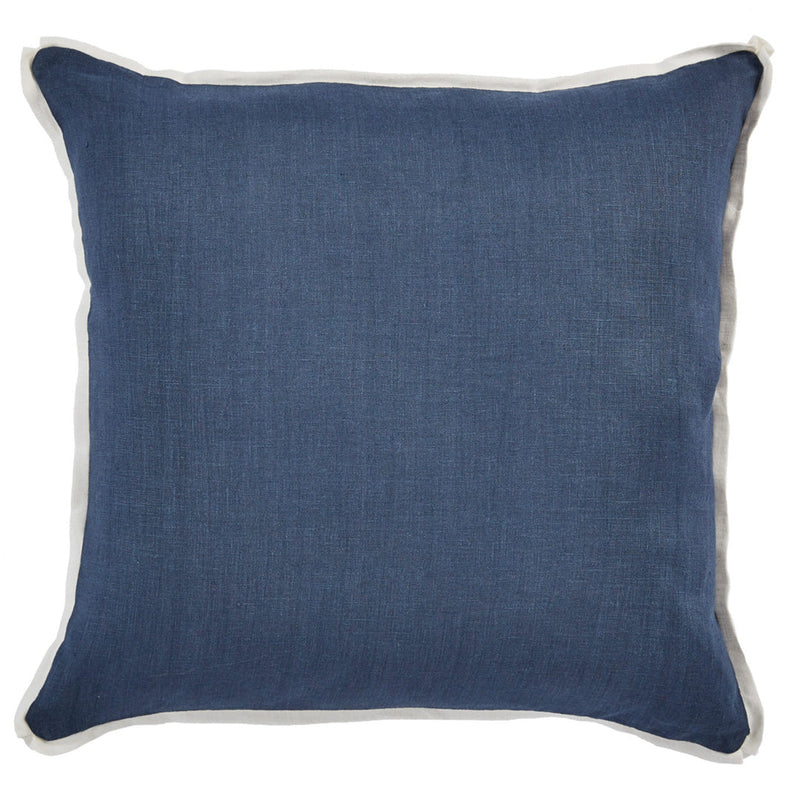 SAMPLE PILLOW CARD D1536 - BASIC LINEN NAVY WITH OYSTER BUTTERFLY FLANGE
