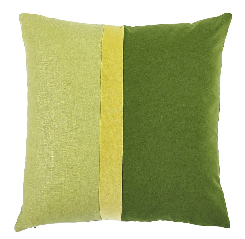 D1513 - CONNER GREEN VELVET & LINEN COLOR BLOCK KNIFE EDGE